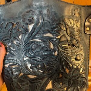 Patricia Nash Blue Floral Embossed Crossbody Bag
